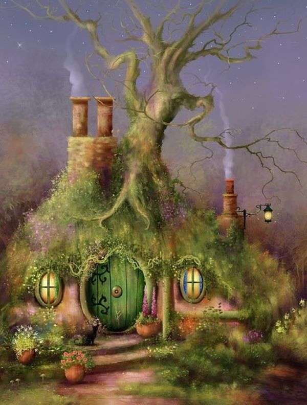 Bajkowy światowy dom hobbita puzzle online