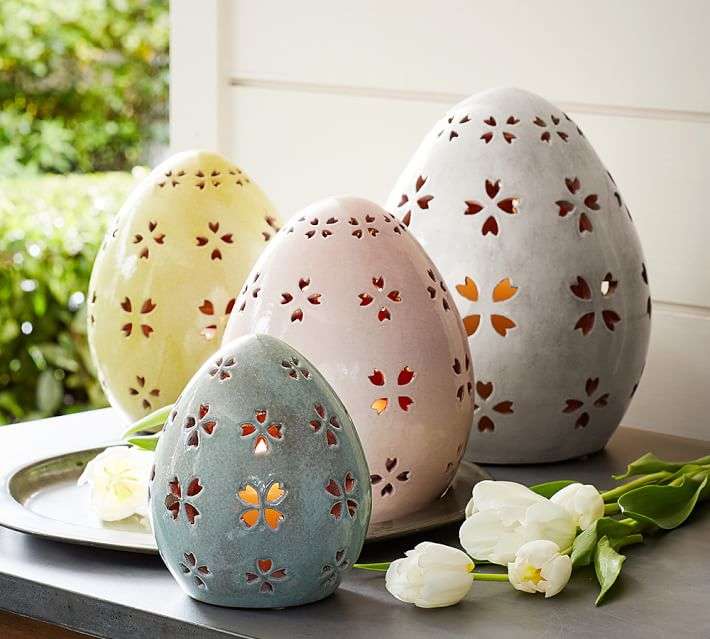 Easter candles in porcelain eggs puzzle