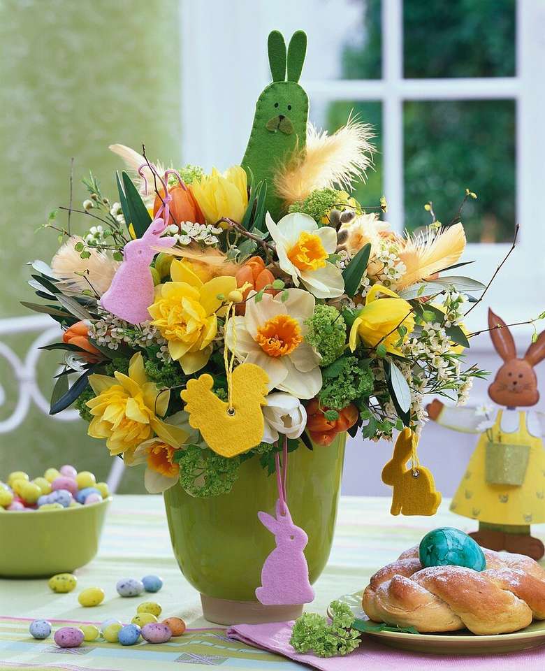Wielkanocna dekoracja wielkanocna na stole puzzle online