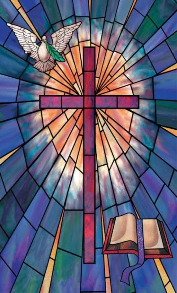 Kościół szklany okno krzyż St. Pismo Święte HL. Duch puzzle online