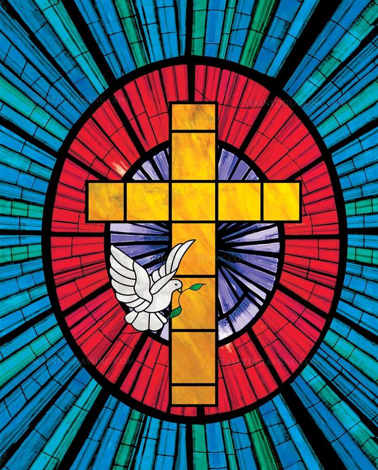 Kościół szklany okno krzyż hl. Duch puzzle online