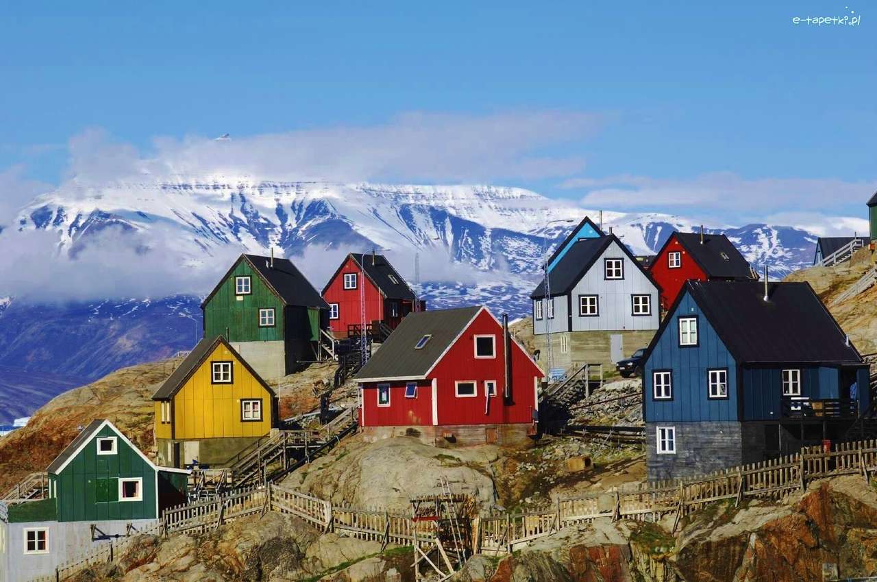 kolorowe drewniane domki w norwegi puzzle online