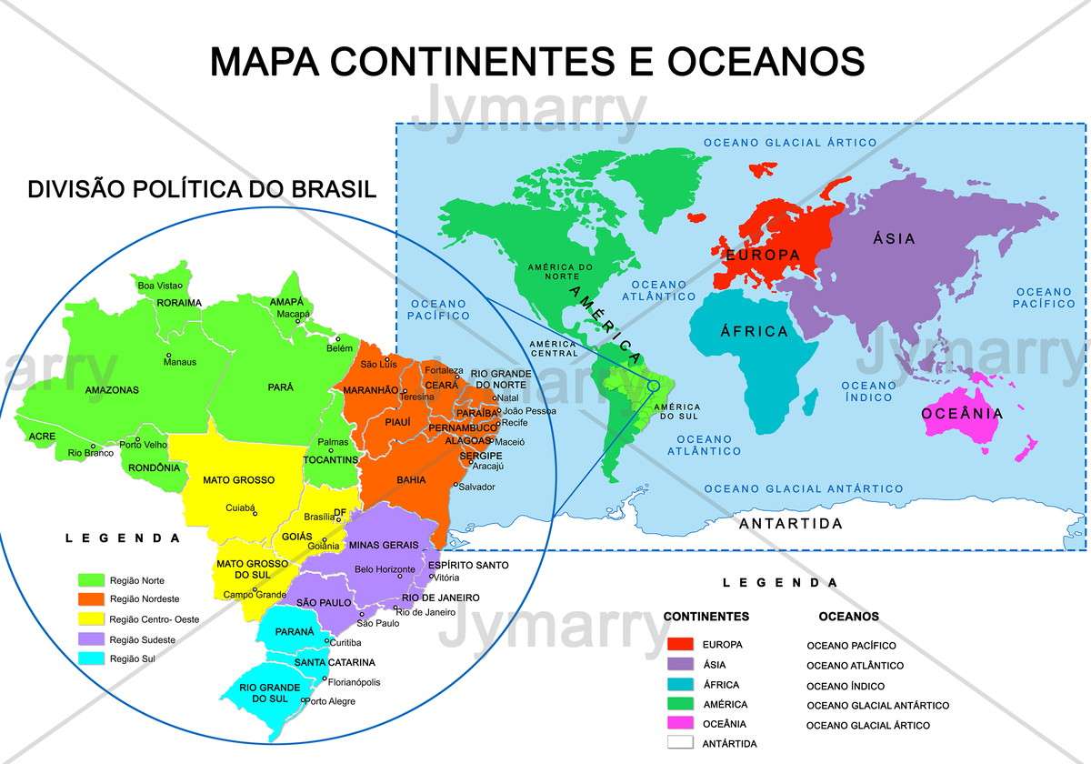 Mapa Mundi i mapa Brazylii puzzle online