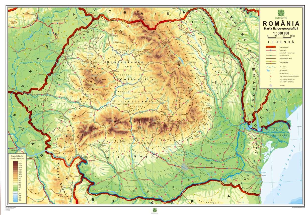 Punkty kardynalne - mapa Rumunii puzzle online