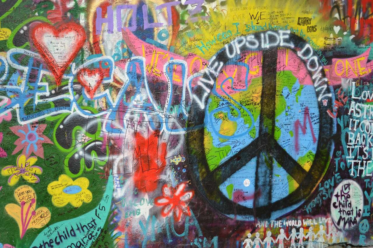 Ściana Lennona Praga puzzle online