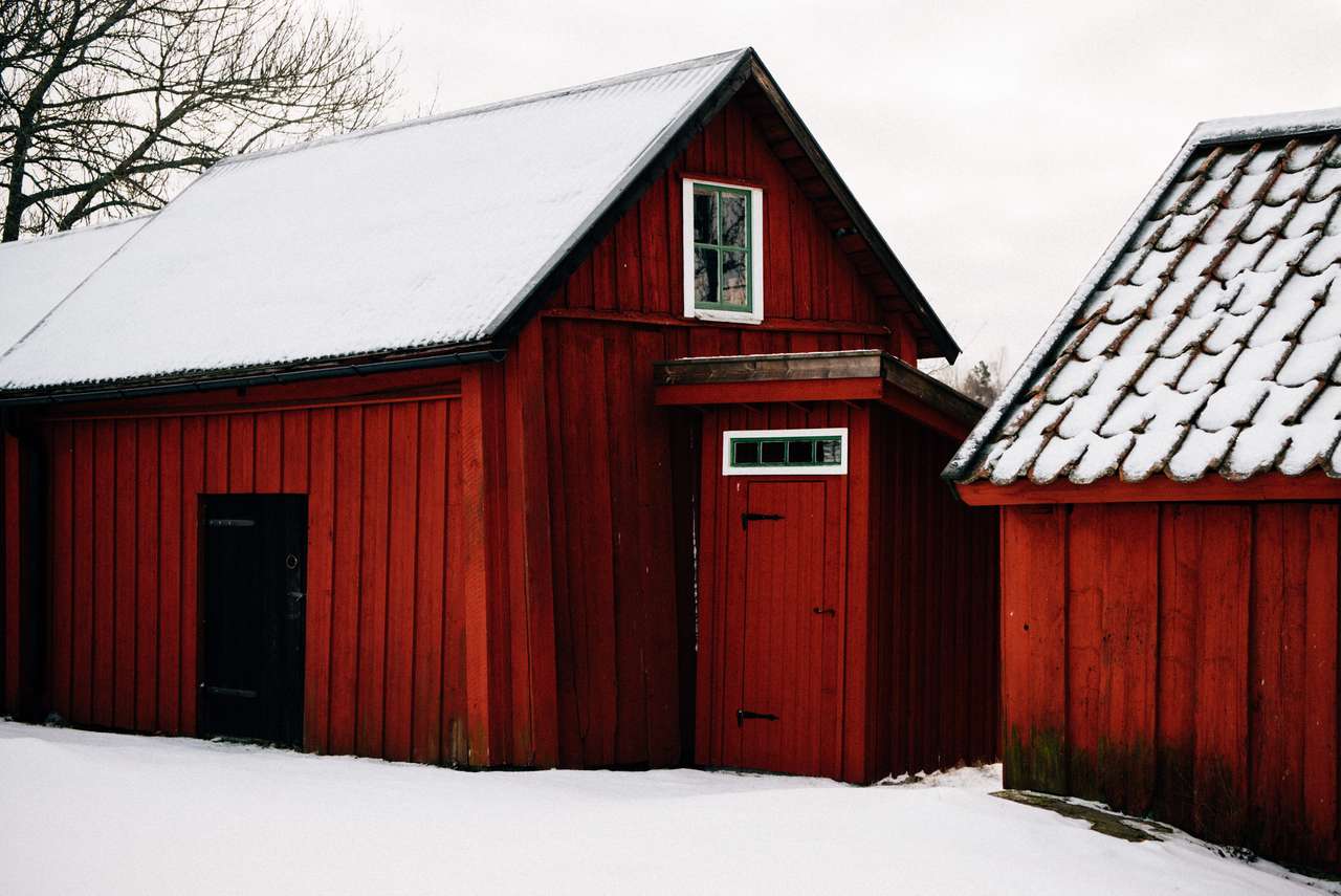 Czerwone domy w Szwecji puzzle online