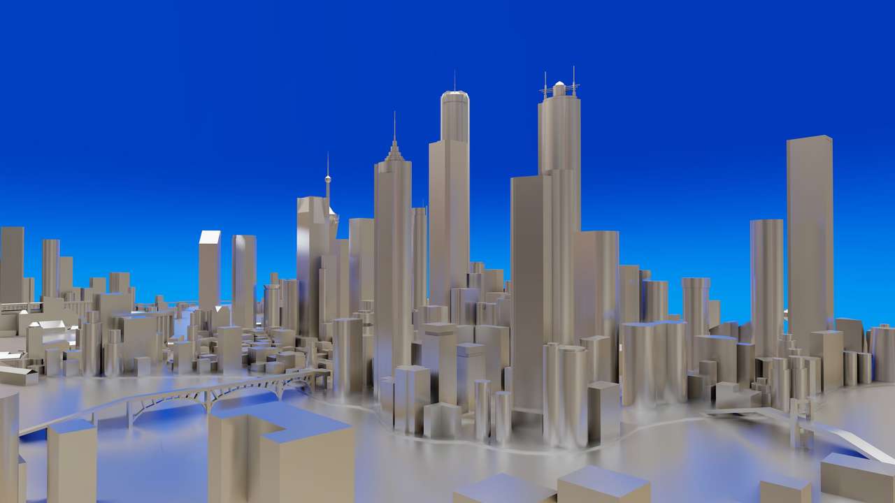 Render 3D miasta puzzle online