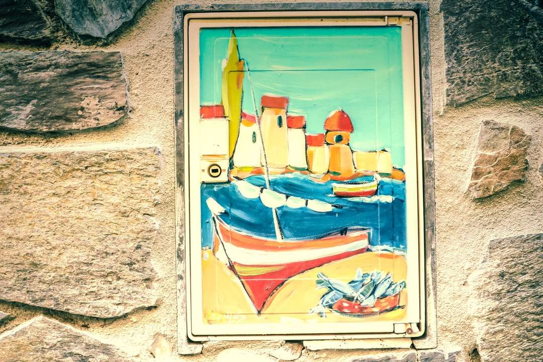 Niebieski i czerwony obraz łodzi puzzle online