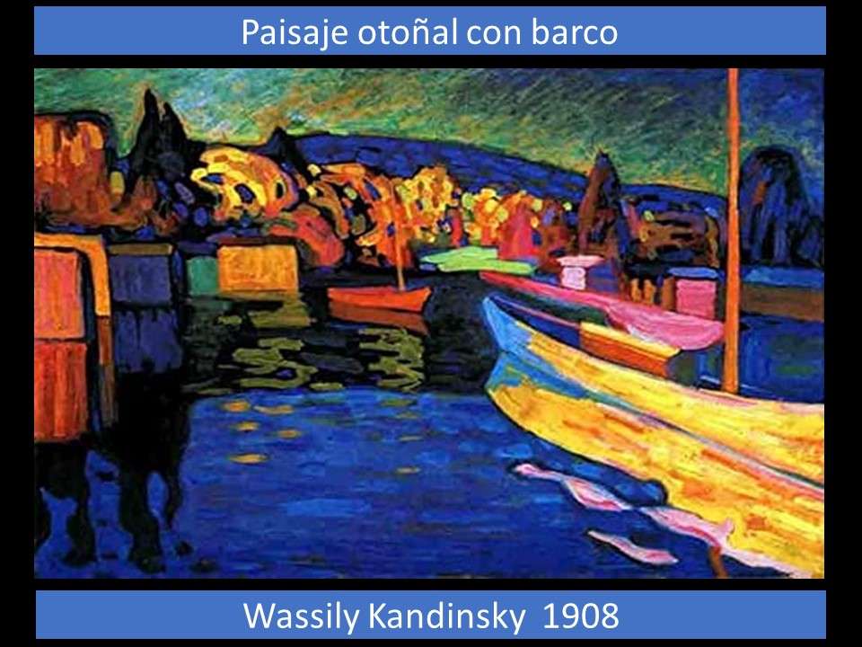Jesienny krajobraz z łodzią wasily Kandinsky puzzle online