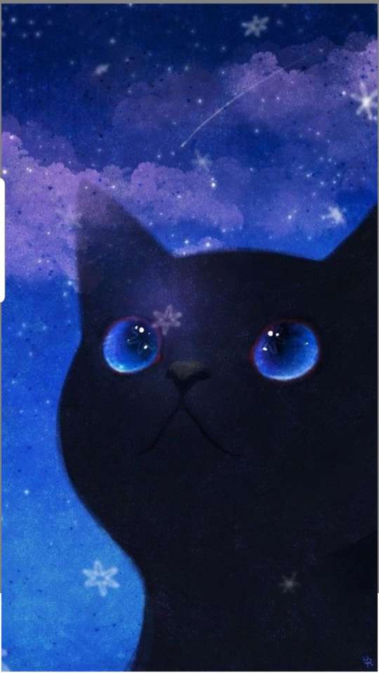 Kot spojrzenie na niebo puzzle online