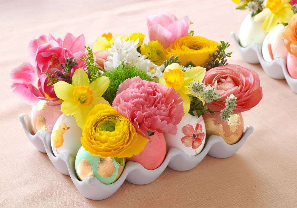 kolorowe jajeczka z kwiatami puzzle online