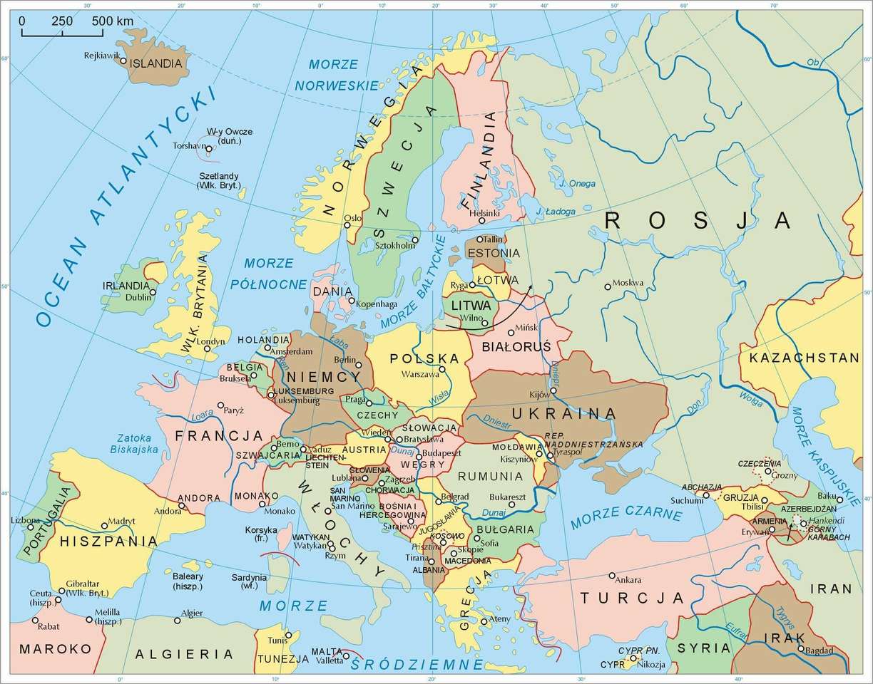 Mapa polityczna Europy puzzle online