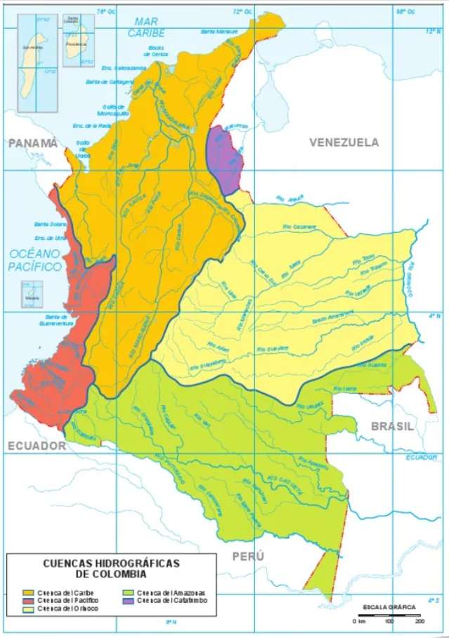Vertientes hdrográficas de Colombia rompecabezas