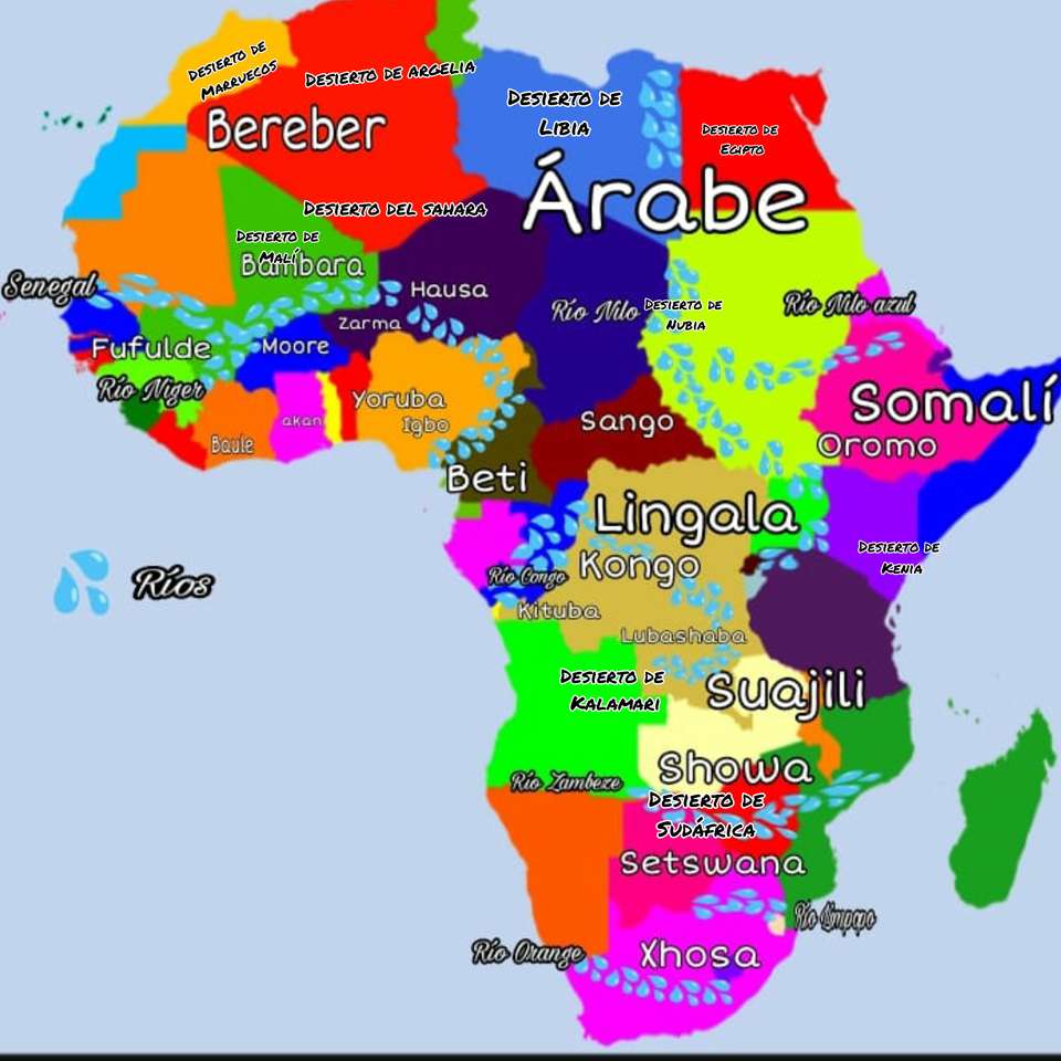 Afryka: pustynie, rzeki i języki puzzle online