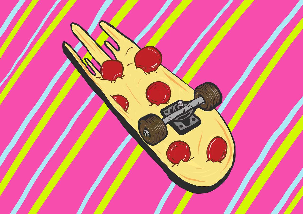 Skateboard-pizza puzzle