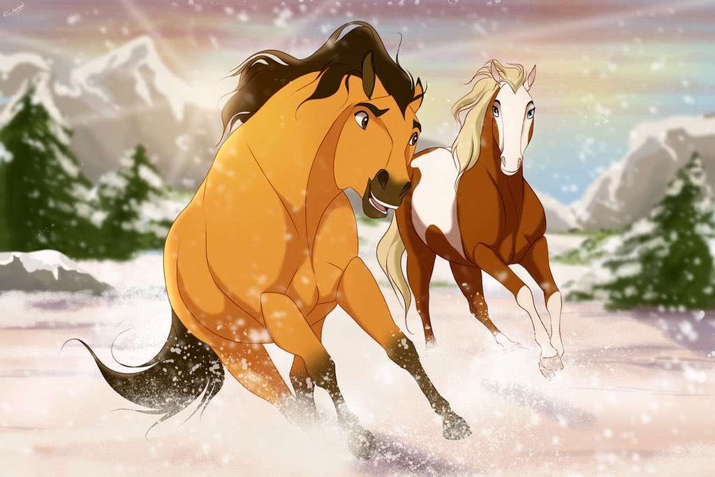 Konie w okresie zimowym puzzle online