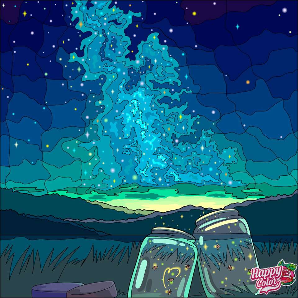 Freflies na nocnym niebie puzzle online