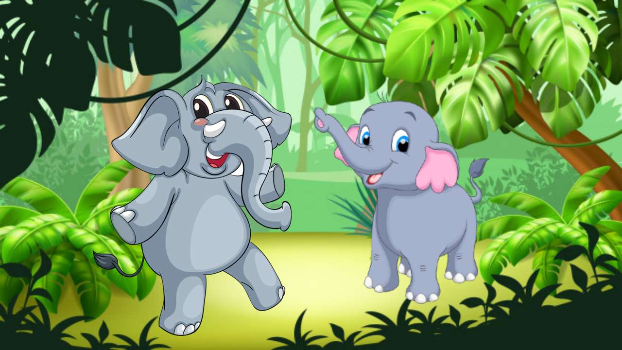 Słonie w dżungli puzzle online