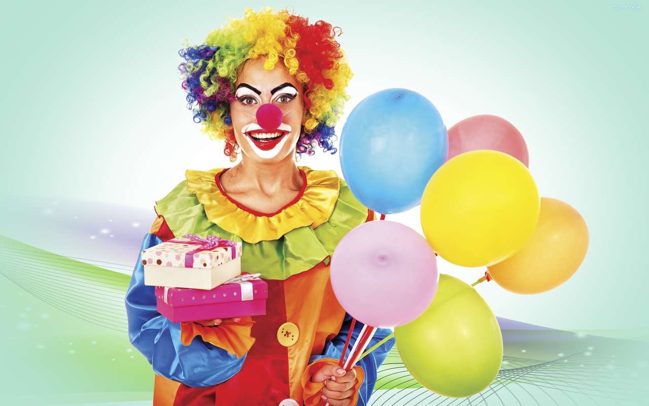 Klown z balonami puzzle online