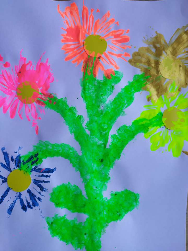 kwiaty z farby puzzle online