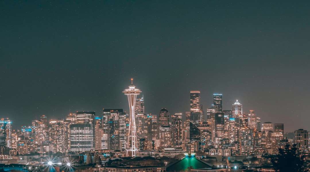 panoramę miasta w czasie nocnym puzzle online