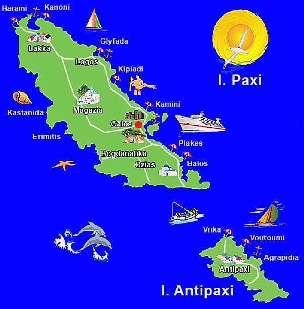 Mapa Paxos IIONIAN wyspa puzzle online