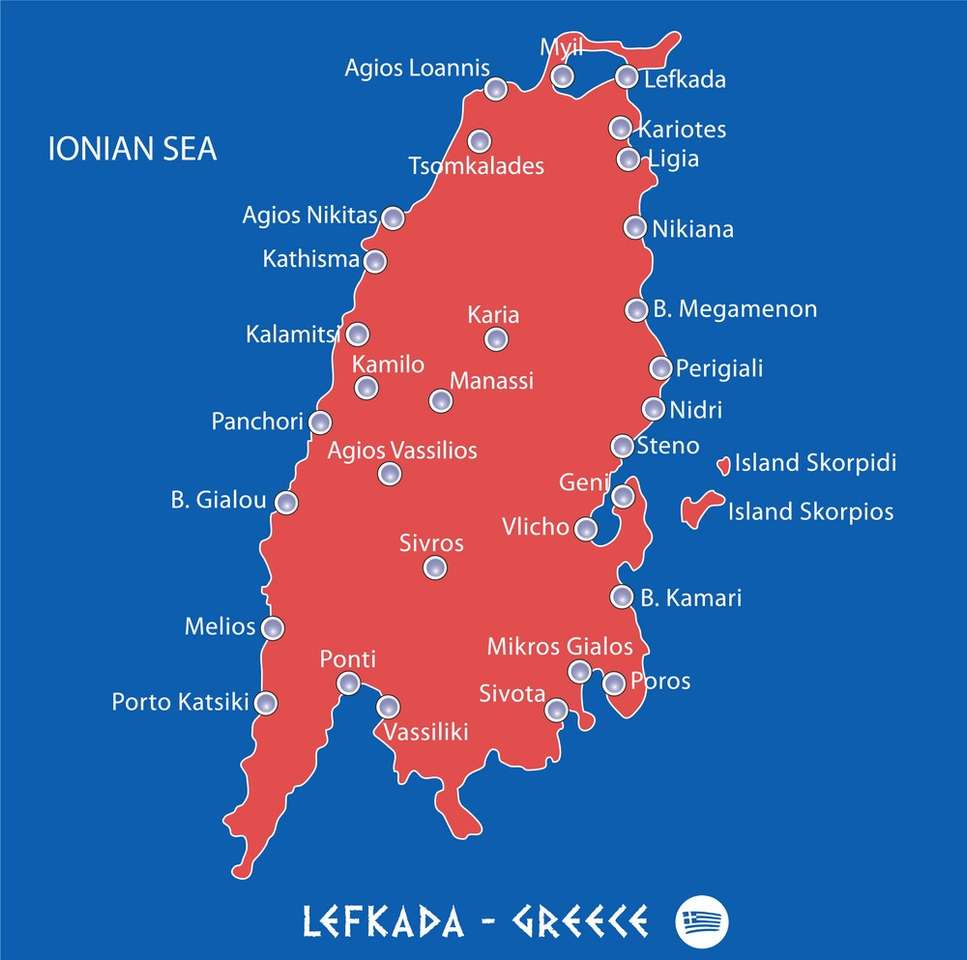 Mapa Lefkada Island Island Island puzzle online