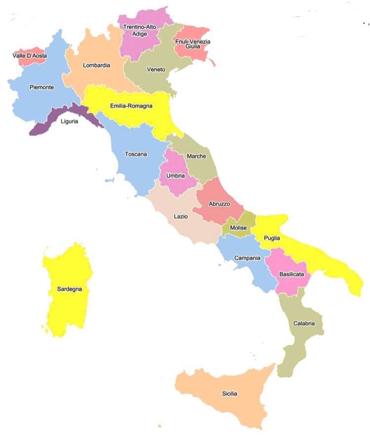 Mapa polityczna Włochy puzzle online