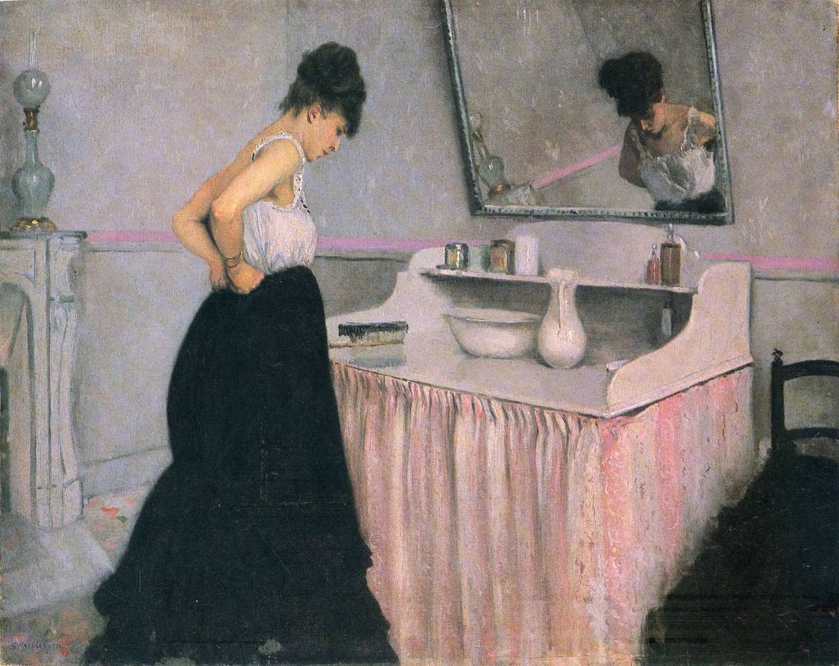 "Kobieta z fryzjerem" (1873) de Caillebotte puzzle online