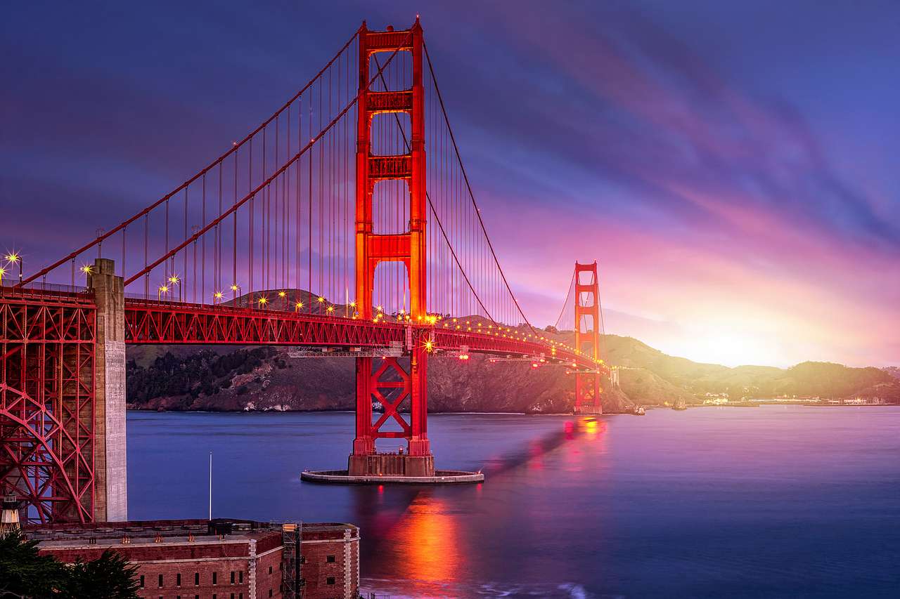 Zachód słońca w Golden Gate puzzle online