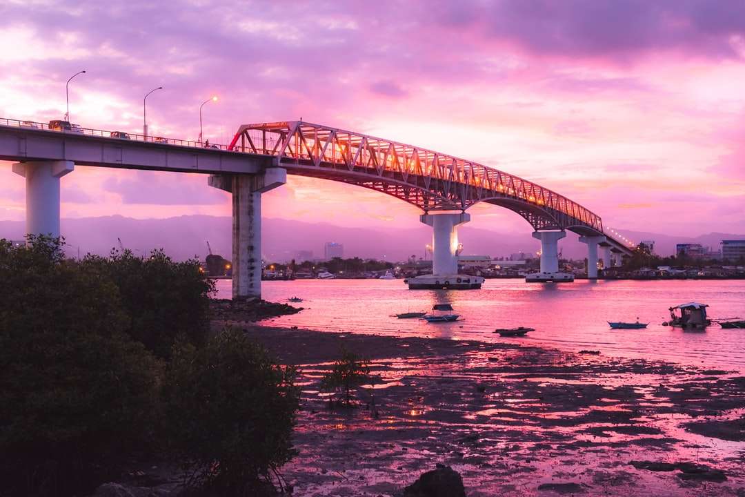 Most nad rzeką pod chmurnym niebem w ciągu dnia puzzle online