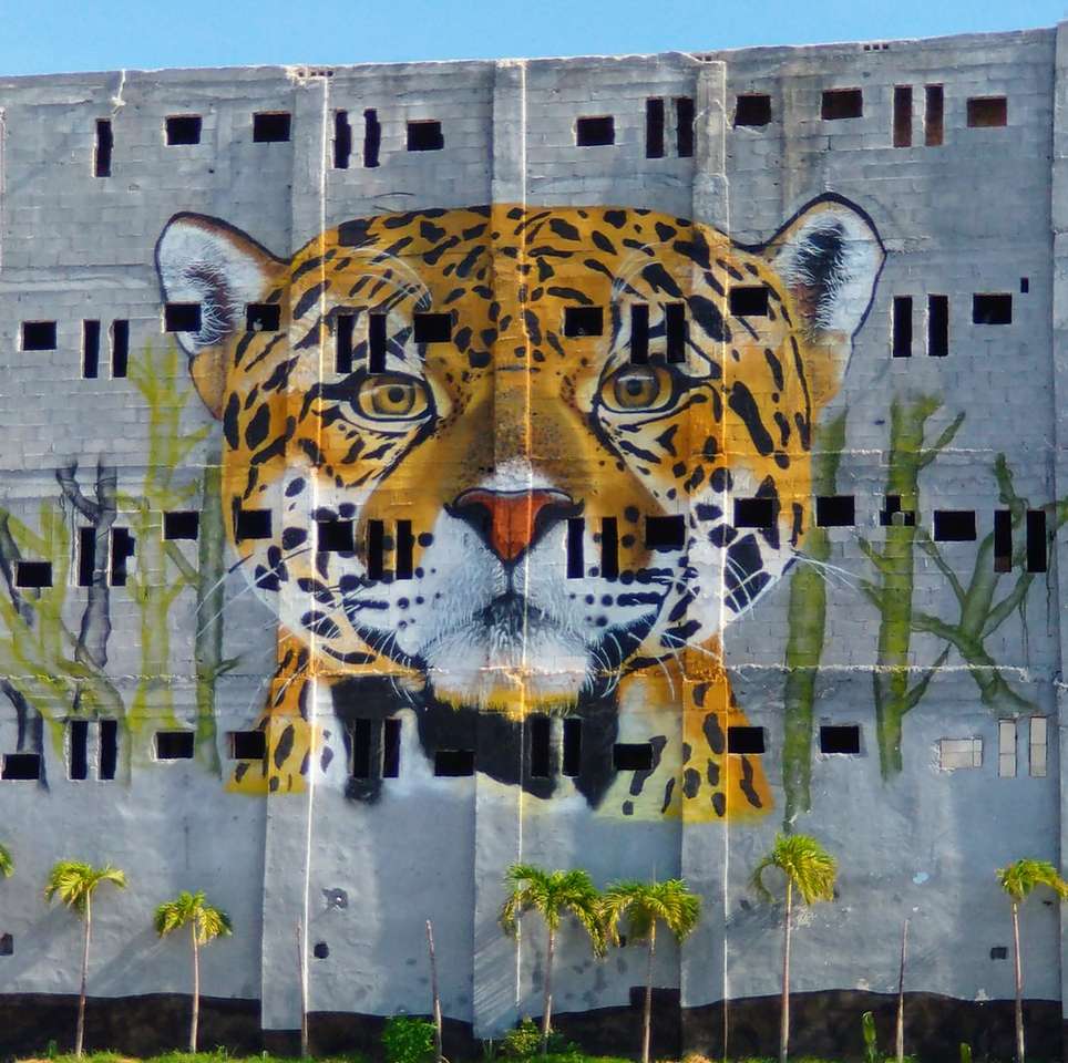 Graffiti brązowy i czarny tygrys puzzle online