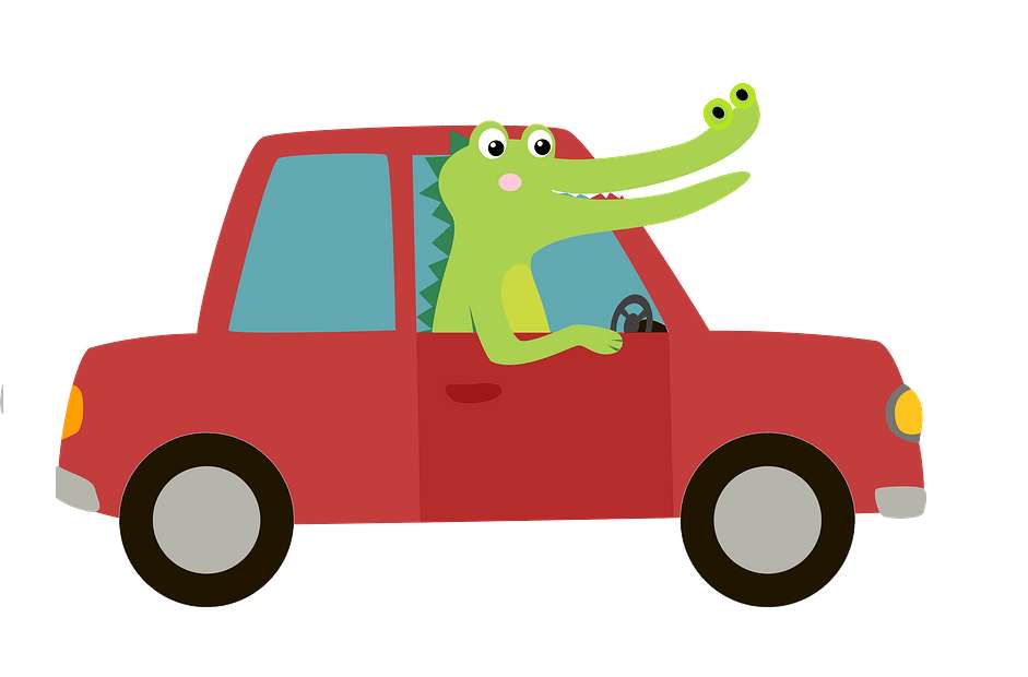 Krokodyl w samochodzie puzzle online