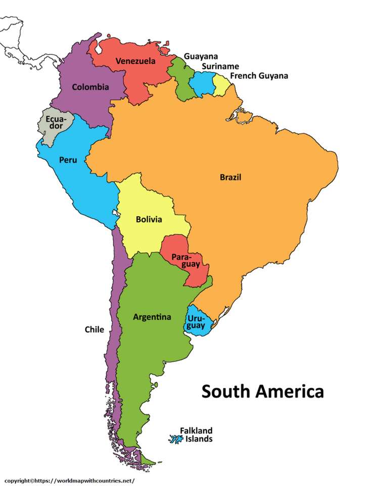 Puzzle Ameryki Południowej puzzle online