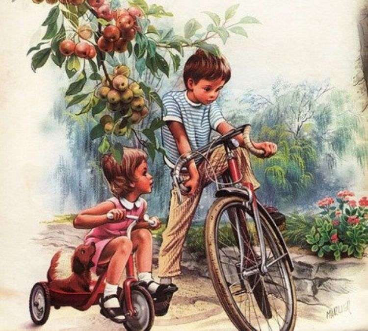 dzieci na rowerkach puzzle online