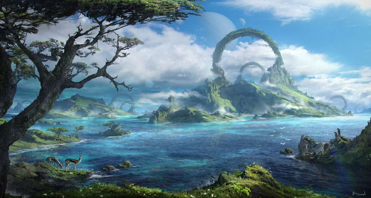 Fantastyczna naturalna fantazja krajobraz puzzle online