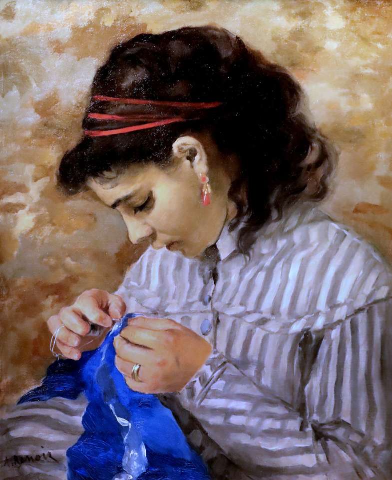 "Lise Sewing" Auguste Renoir puzzle online