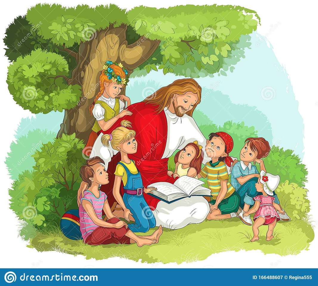 Jezus Chrystus z dziećmi puzzle online