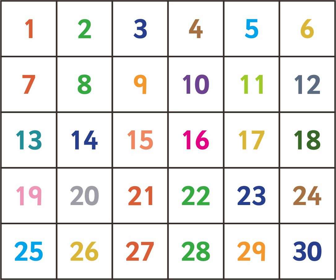 Liczby od 1 do 30 puzzle online