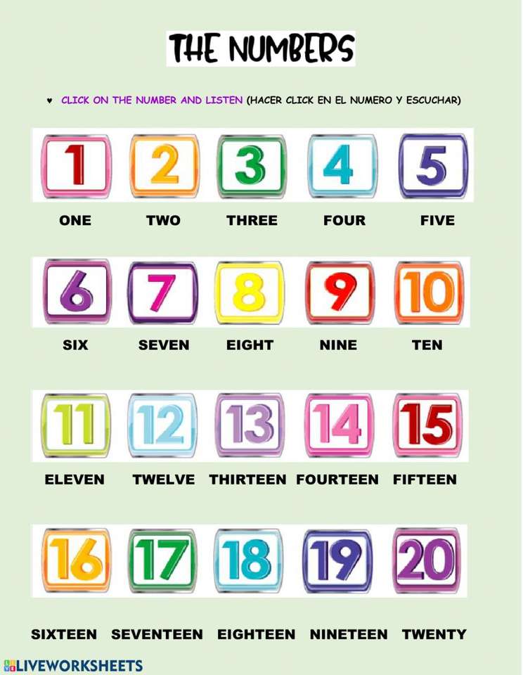 Liczby Od 1 Do 20 Do Potęgi 3 Liczby od 1 do 20 - puzzle online