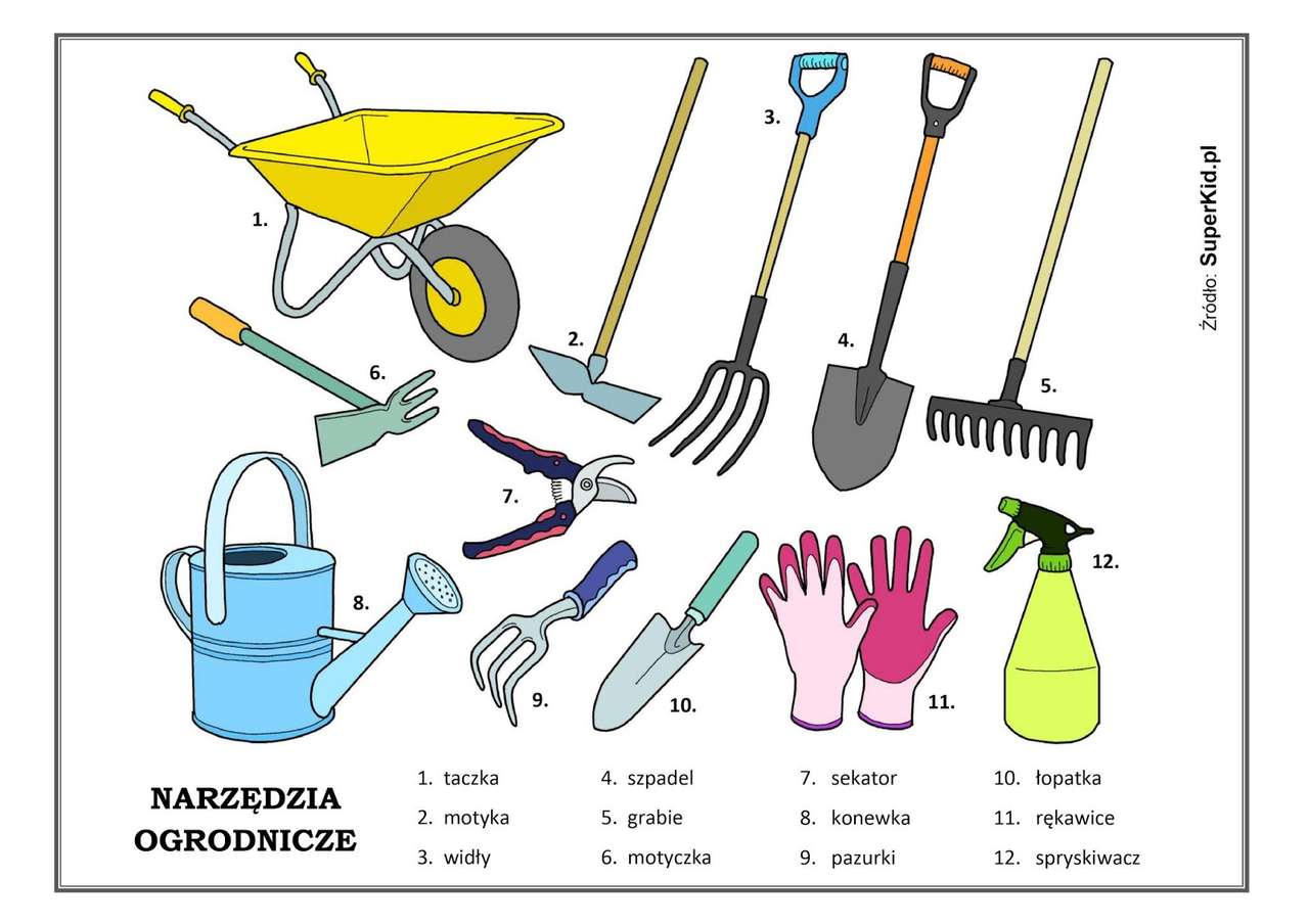 narzędzia ogrodnicze puzzle online
