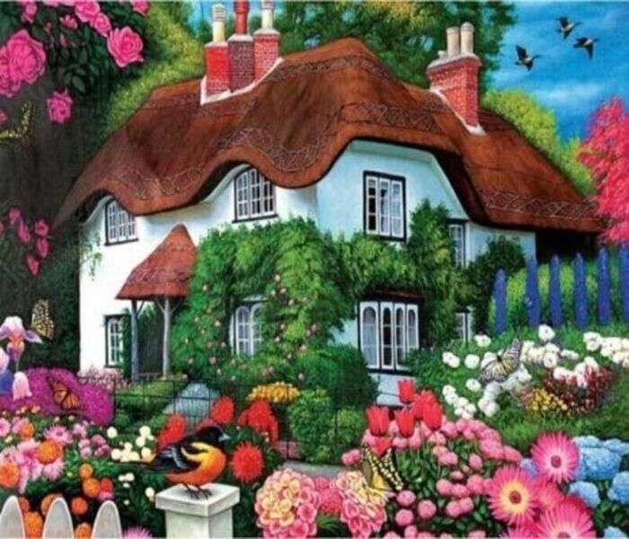 Uroczy kwiat domek puzzle online