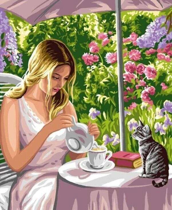 Време за чай с котка пъзел