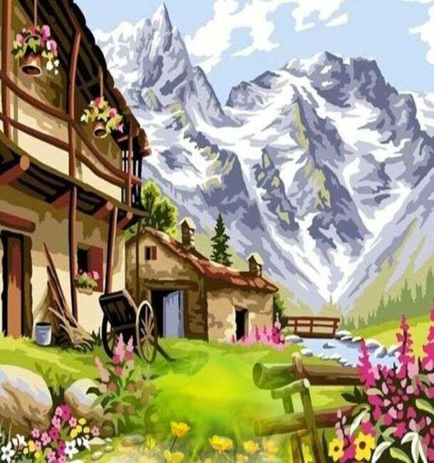Chalet w wysokich górach puzzle online