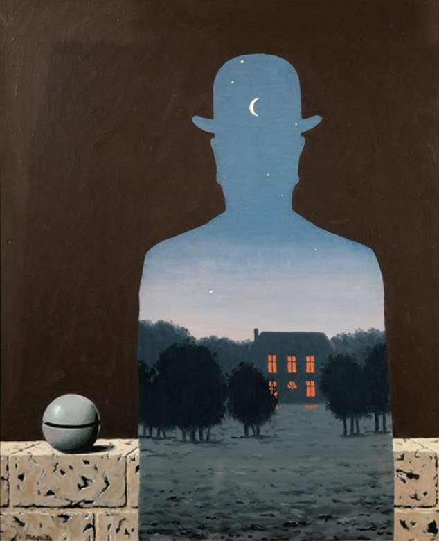 Mężczyzna i noc - Magritte puzzle online