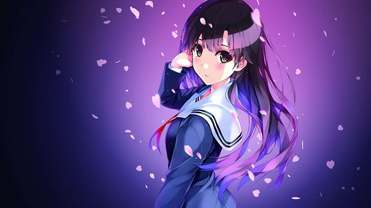 purple anime girl puzzle online