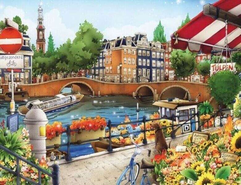 Widok na Amsterdam (Grawerowanie) puzzle online