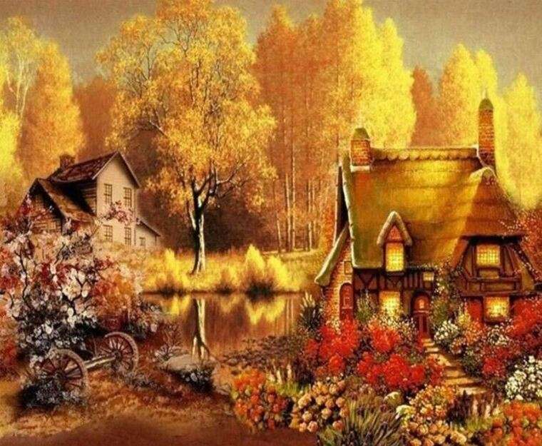 Domek w jesiennym sezonie puzzle online