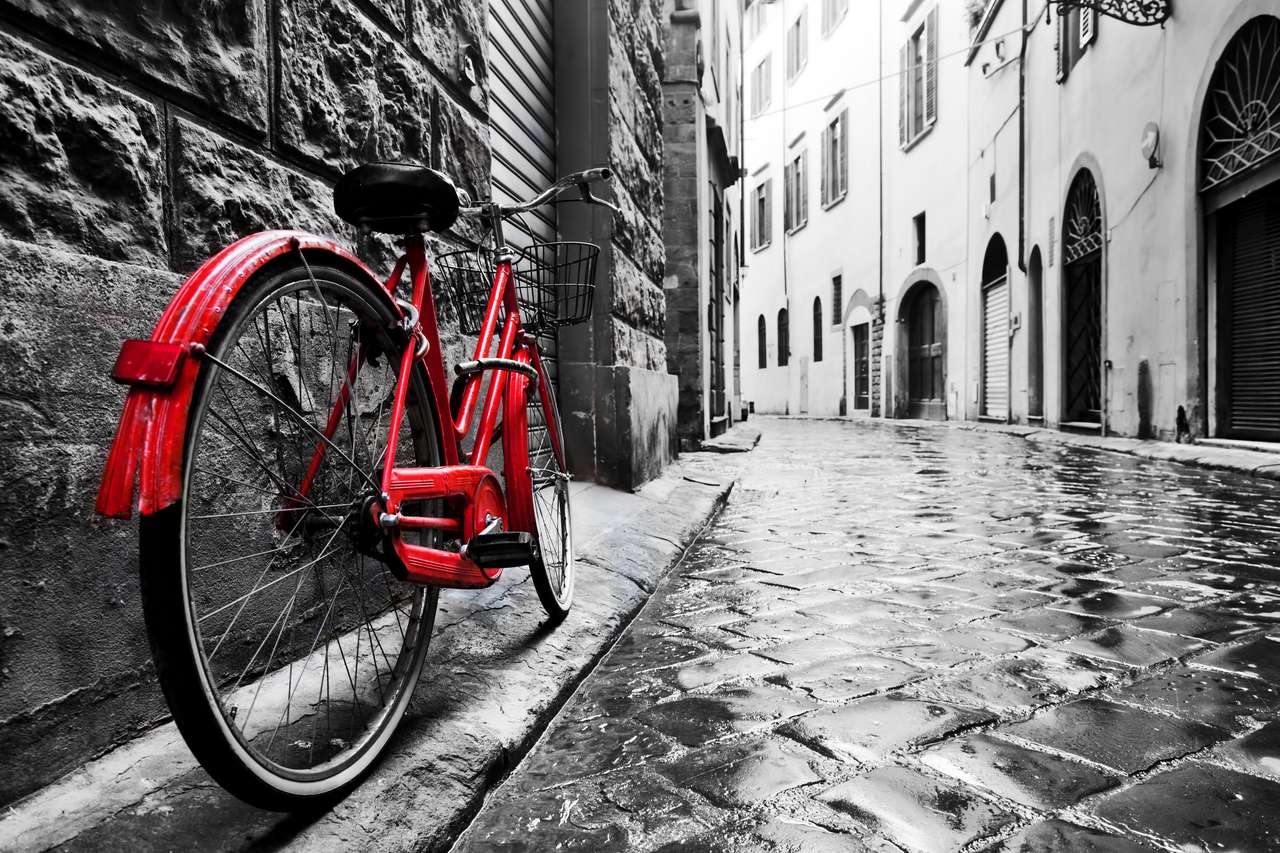 Vintage czerwony rower puzzle online