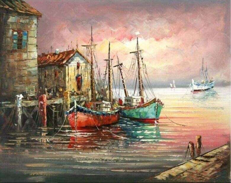 Mały port rybacki (malarstwo) puzzle online